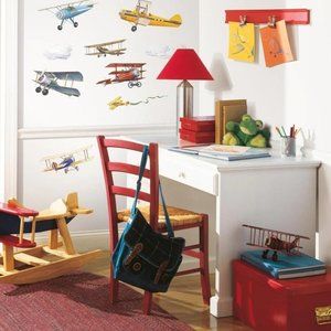 Vintage Planes Peel & Stick Wall Decal Biplane Aircraft Stickers Room Decor Art